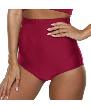 Women's Swim Bottom Ultra High Waisted UPF50+ Swimsuit Bikini Brief - Burgundy - CH195A8IKZL $13.51-Tankinis