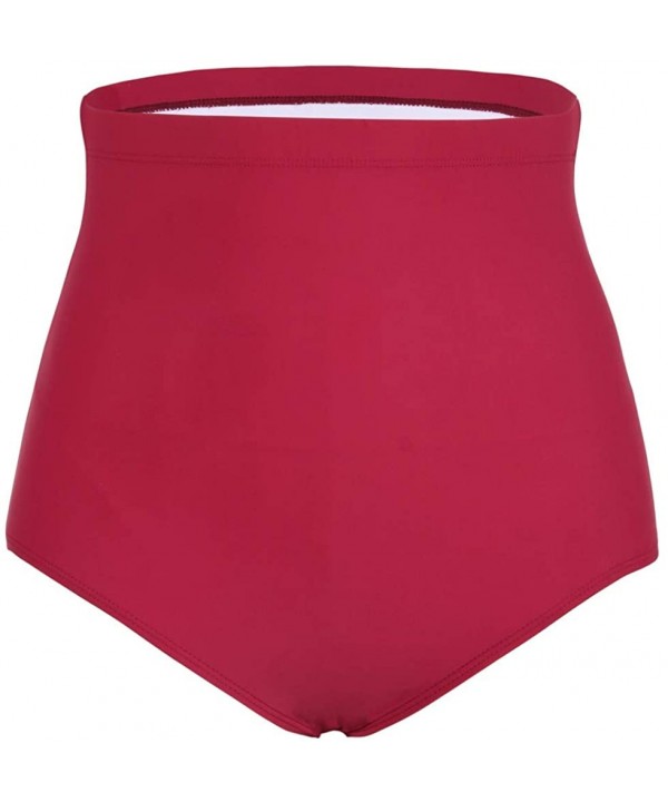 Women's Swim Bottom Ultra High Waisted UPF50+ Swimsuit Bikini Brief - Burgundy - CH195A8IKZL $13.51-Tankinis