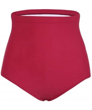 Women's Swim Bottom Ultra High Waisted UPF50+ Swimsuit Bikini Brief - Burgundy - CH195A8IKZL $13.51-Tankinis