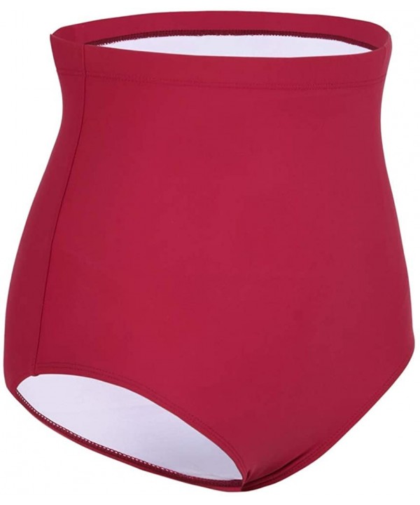 Women's Swim Bottom Ultra High Waisted UPF50+ Swimsuit Bikini Brief - Burgundy - CH195A8IKZL $13.51-Tankinis