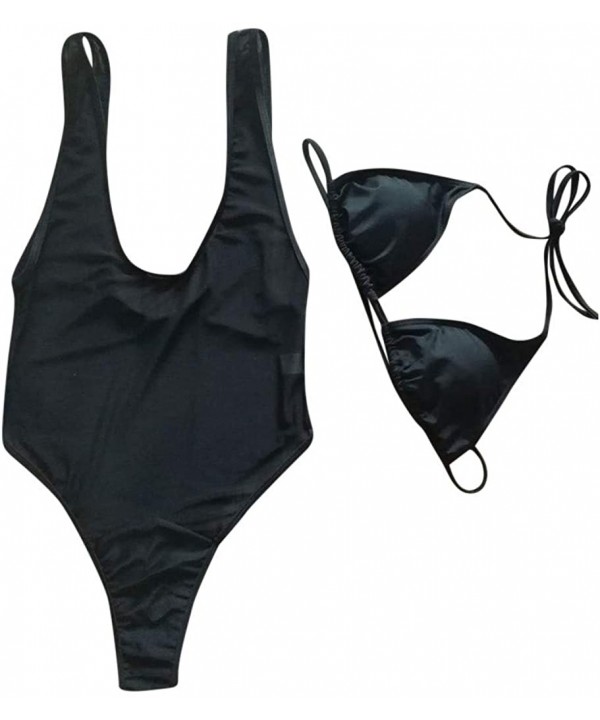 Swimwear for Womens Sexy Swimming Padded Tummy Control Bathing Suits One Pieces Swimsuits with Bra Bikini Black - C018NLOTWSM...