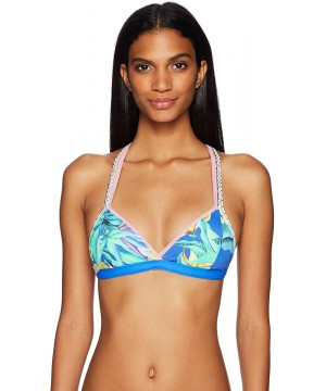 Women's Neptune Blue Cocktail Reversible Fixed Triangle Bikini Top - Blue - CX183NGR3WU $40.38-Tops