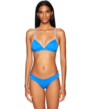 Women's Neptune Blue Cocktail Reversible Fixed Triangle Bikini Top - Blue - CX183NGR3WU $40.38-Tops