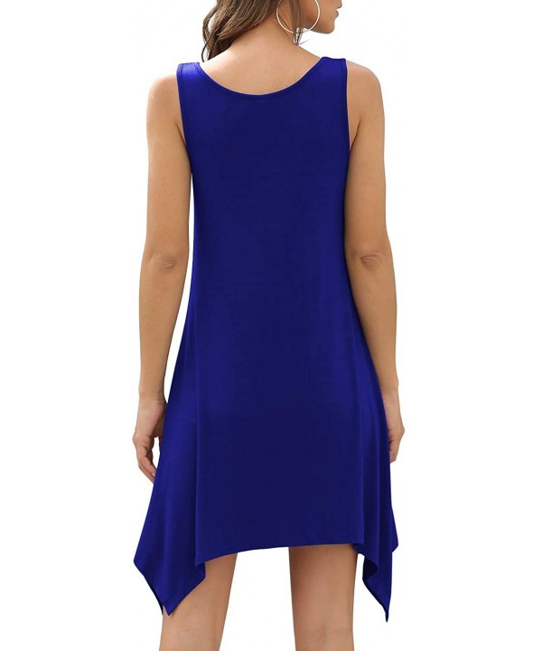 Women's Swimsuit Cover Ups Sleeveless Dresses Summer Swing Casual Beach Dress - Royal Blue - CA19CK6E7WH $23.61-Cover-Ups