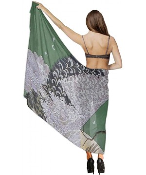 Women Chiffon Sarong Beach Bikini Cover Up Wedding Party Shawls Wraps - Japanese Crane Painting Moon - CL1908OXTYA $23.67-Cov...