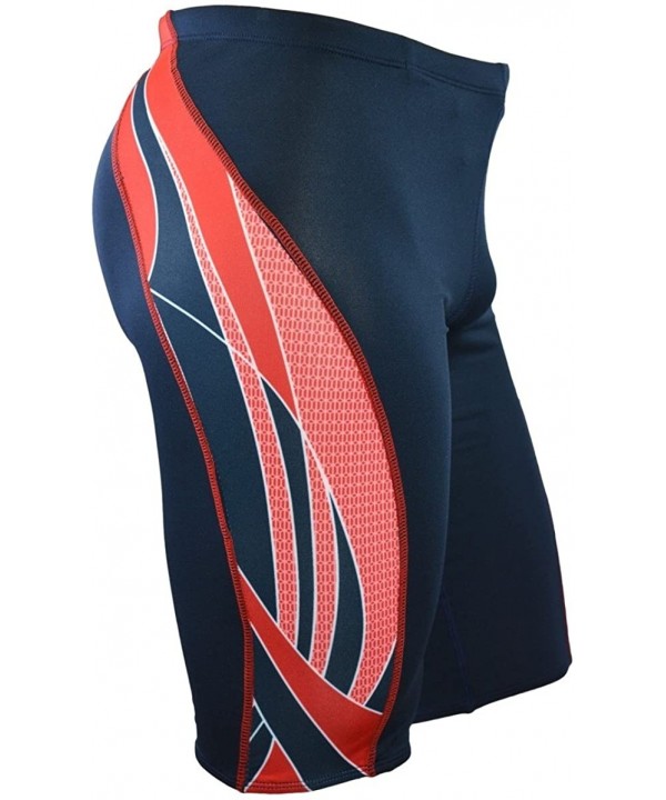 Boys & Mens Side Wings Swimsuit Jammer - Navy/Red - C112MZMWW56 $23.56-Racing