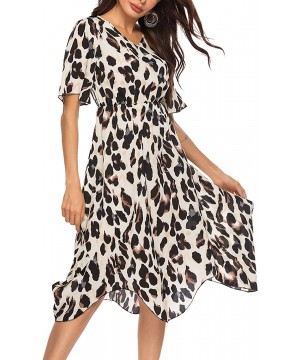 Women Summer Maxi Dress Spaghetti Strap V Neck Long Dress Casual Loose Sundress - 08-leopard - C5194055QSE $20.90-Cover-Ups