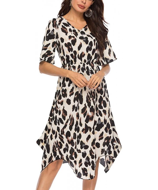 Women Summer Maxi Dress Spaghetti Strap V Neck Long Dress Casual Loose Sundress - 08-leopard - C5194055QSE $20.90-Cover-Ups