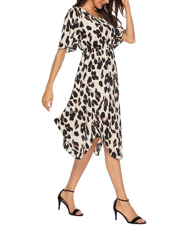 Women Summer Maxi Dress Spaghetti Strap V Neck Long Dress Casual Loose Sundress - 08-leopard - C5194055QSE $20.90-Cover-Ups