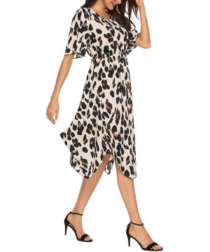 Women Summer Maxi Dress Spaghetti Strap V Neck Long Dress Casual Loose Sundress - 08-leopard - C5194055QSE $20.90-Cover-Ups