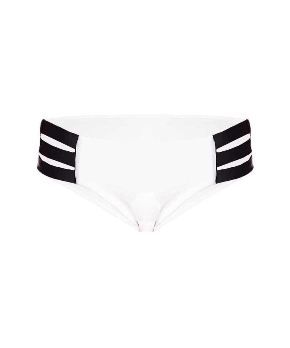 Women's Bikini Bottom Strappy Solid Color Hipster Panty Swimwear Beachwear Bathing Suit (White- S) - White - CB1955IDULN $9.0...