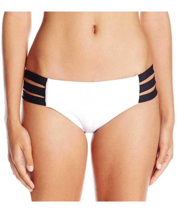 Women's Bikini Bottom Strappy Solid Color Hipster Panty Swimwear Beachwear Bathing Suit (White- S) - White - CB1955IDULN $9.0...