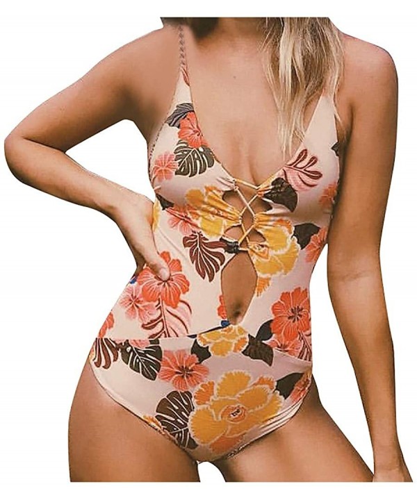 Women's Bikinis Monokini Ladies Sexy Halter High Waist One Piece Swimsuit Swimwear Beachwear - CI1972X6O4D $16.70-One-Pieces