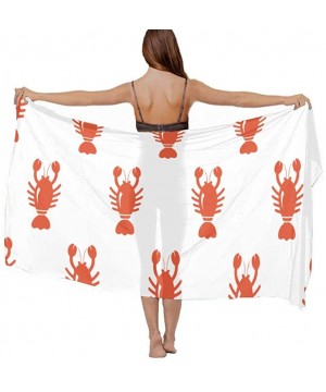 Women Chiffon Sarong Beach Bikini Cover Up Wedding Party Shawls Wraps - Cartoon Animal Lobster Pattern - CX196SZ42WZ $22.63-C...