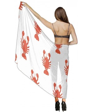 Women Chiffon Sarong Beach Bikini Cover Up Wedding Party Shawls Wraps - Cartoon Animal Lobster Pattern - CX196SZ42WZ $22.63-C...