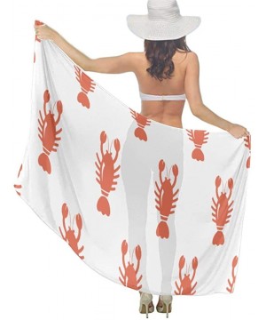 Women Chiffon Sarong Beach Bikini Cover Up Wedding Party Shawls Wraps - Cartoon Animal Lobster Pattern - CX196SZ42WZ $22.63-C...