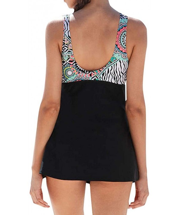 Women's Beach Wear- Plus Size Print Bow Tankini Bikini Swimwear Swimsuit Push-Up Bathing Suit - 5313black - CY18R5C80YI $18.8...