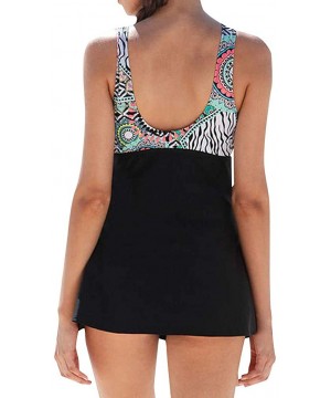 Women's Beach Wear- Plus Size Print Bow Tankini Bikini Swimwear Swimsuit Push-Up Bathing Suit - 5313black - CY18R5C80YI $18.8...