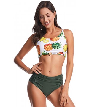 Women's Rash Guard Floral Long Sleeve 2piece Swimsuit Backless Tankini Lace Up Crop Tops - White - CA1978E0YRT $27.94-Bottoms