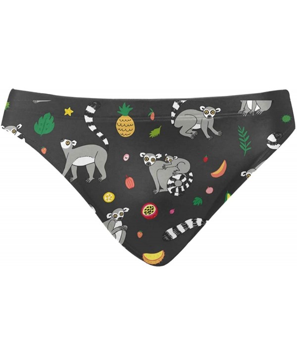 Men Swimwear Swim Bikini Briefs Cartoon Dinosaurs Swimsuits Board Surf Shorts Trunks - Lemur Tropical Fruits - CK18STM74SC $1...