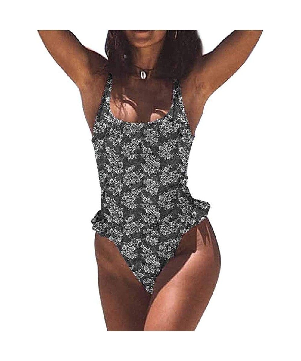 Bathing Suit Damask- Floral Victorian Retro for Bachelorette Party - Multi 02-one-piece Swimsuit - CF19E726W5Y $39.76-Bottoms