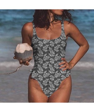 Bathing Suit Damask- Floral Victorian Retro for Bachelorette Party - Multi 02-one-piece Swimsuit - CF19E726W5Y $39.76-Bottoms