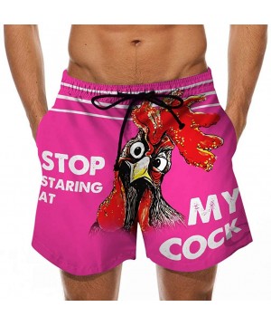 Men's Summer Holiday Drawstring Shorts Casual Cock Printed Beach Pants Swim Trunks-Look at My Pecker-Look at IT - H-hot Pink ...