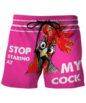 Men's Summer Holiday Drawstring Shorts Casual Cock Printed Beach Pants Swim Trunks-Look at My Pecker-Look at IT - H-hot Pink ...