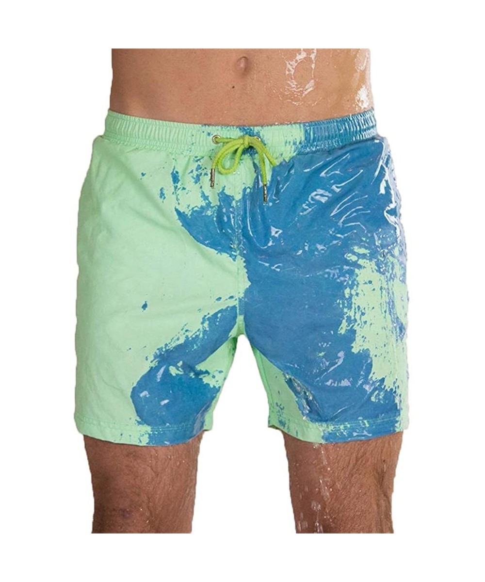 Mens Color Changing Swim Trunks Heat Reactive and Quick Dry Technology Discoloration Swimming Pants - C4199AOGDRA $26.66-Boar...