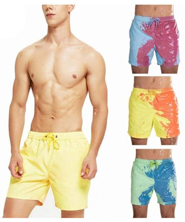 Mens Color Changing Swim Trunks Heat Reactive and Quick Dry Technology Discoloration Swimming Pants - C4199AOGDRA $26.66-Boar...