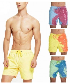 Mens Color Changing Swim Trunks Heat Reactive and Quick Dry Technology Discoloration Swimming Pants - C4199AOGDRA $26.66-Boar...