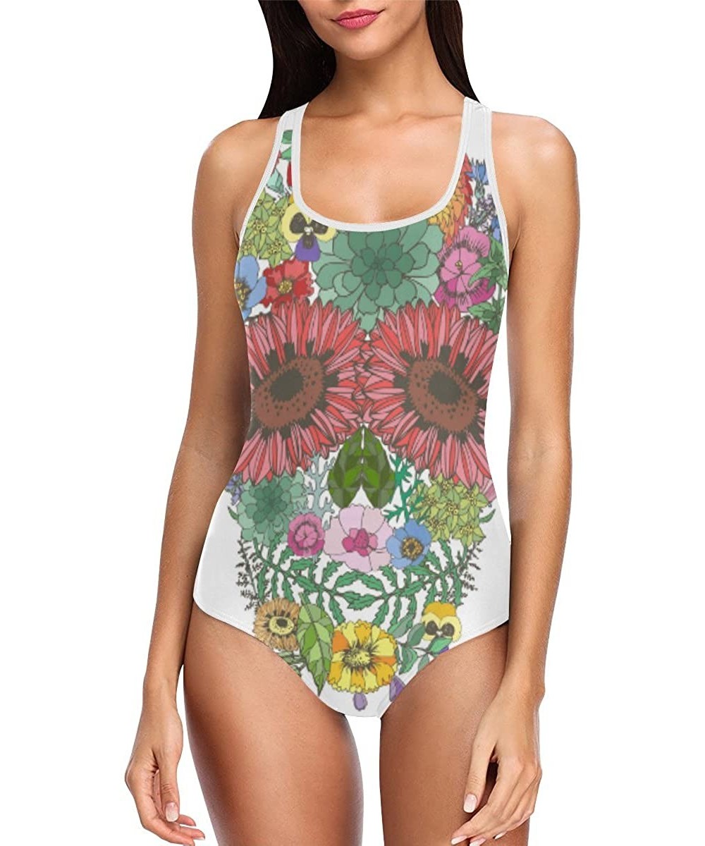 Skull Day of The Dead One Piece Swimsuit Swimwear Bathing Suit for Women Juniors (XS-3XL) - Multi 16 - CL18G3Y8HQU $26.04-One...