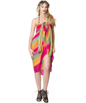 Women's Beach Wear Bikini Wrap Skirt Sarong Cover Ups Hand Tie Dye - Summer Green_h960 - CH187DNIXD2 $15.97-Cover-Ups