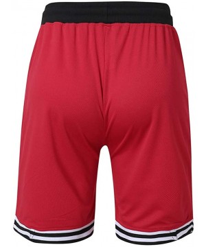 Shorts for Men- Men's Elastic Rope Stretch Mesh Pocket Casual Plain Sports Shorts - Red Shorts Pants - C8198CKURME $20.82-Briefs