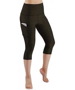 High Waist Out Pocket Fitness Pants-Tummy Control-Women Workout Leggings Sports Running Yoga Athletic Yoga Pant - B-armygreen...