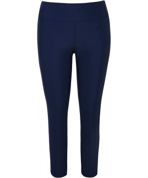 Women's Swim Pants Capris UPF 50+ Water Outdoor Sport Leggings - Navy Blue With Line2 - CX18ES93MTD $20.41-Bottoms