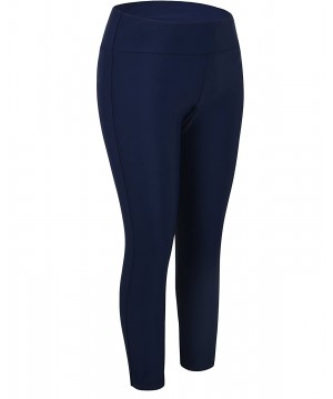 Women's Swim Pants Capris UPF 50+ Water Outdoor Sport Leggings - Navy Blue With Line2 - CX18ES93MTD $20.41-Bottoms