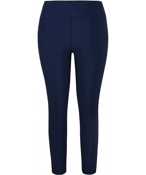 Women's Swim Pants Capris UPF 50+ Water Outdoor Sport Leggings - Navy Blue With Line2 - CX18ES93MTD $20.41-Bottoms