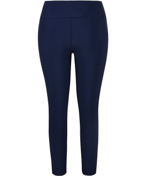 Women's Swim Pants Capris UPF 50+ Water Outdoor Sport Leggings - Navy Blue With Line2 - CX18ES93MTD $20.41-Bottoms