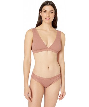 Women's Rumor Deep V Bikini Top Swimsuit - Ibiza Ribbed Bronze - CD18HWMXDIK $29.07-Tops