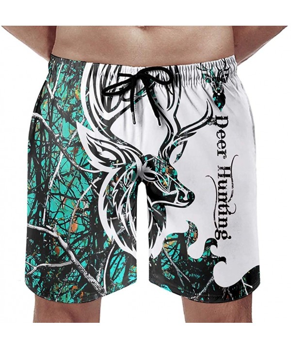 Mens American Flag Wood Deer Skull Oak camo Swim Trunks Sport - Swimsuit - White3 - CX19E45SUZE $22.12-Board Shorts