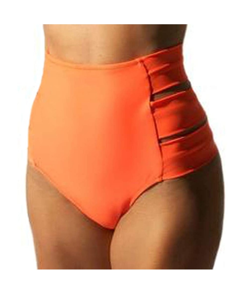 Women's Retro Bikini Bottoms High Waisted Bandage Cheeky Swim Underwear Swimsuit Shorts - Orange - CD18OSX5URH $11.32-Bottoms