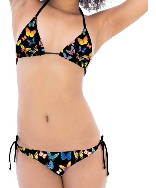 Animals Pattern Women's Bikini Swimwear Top and Side Tie Sexy Swimsuits - Butterfly Pattern - CU18O4WRU50 $20.04-Racing