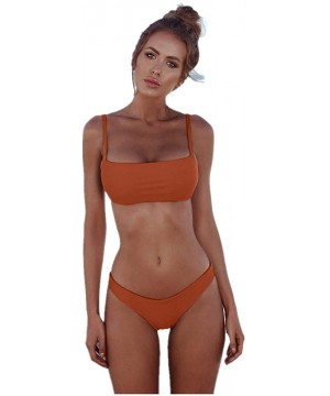 Women's Sexy Bandeau Bikini Set Push Up Paded Two-Piece Swimwear Thong Brazilian Bathing Suit - A-orange - CT1902SQMQO $14.20...