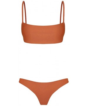 Women's Sexy Bandeau Bikini Set Push Up Paded Two-Piece Swimwear Thong Brazilian Bathing Suit - A-orange - CT1902SQMQO $14.20...