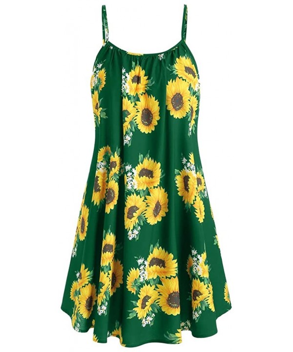 Fashion Women Short Sleeve Bow Knot Bandage Top Sunflower Print Mini Dress Suits - Mint Green - CX18S0L43KZ $17.34-Bottoms