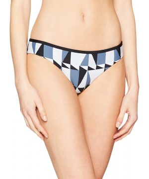 Women's Banded Hipster Moderate Coverage Bikini Bottom Swimsuit - Jagged Geo Bluestone - CF186OSOIE5 $35.43-Bottoms