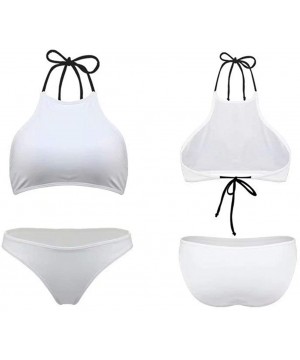 Women High Neck Top Bikini Charming Bottom 2PCS Swimsuit - Oranges - CM18QYSAQ3R $23.10-Sets