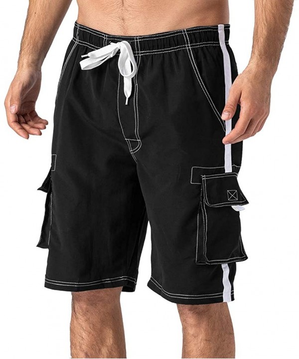 Men's Swimtrunks Quick Dry Mesh Lining Beach Swimsuit Shorts with 4 Pockets - Black - CE18O8EX0GG $16.74-Trunks