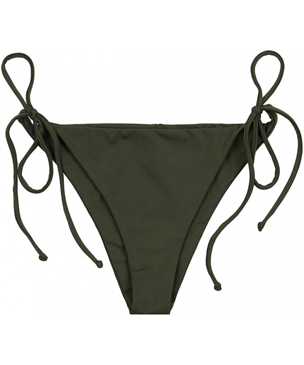 Women's Seamless Tie Side Cheeky Bikini Bottom - Olive - CI18CY8YWS2 $21.05-Bottoms